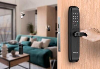  Fechadura Inteligente Embutir com Biometria IFR 7000+ Preta Intelbras
