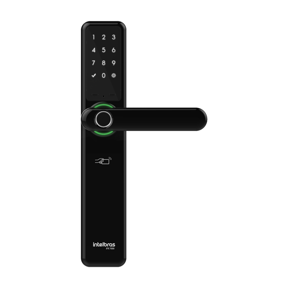  Fechadura Inteligente Embutir com Biometria IFR 7000+ Preta Intelbras