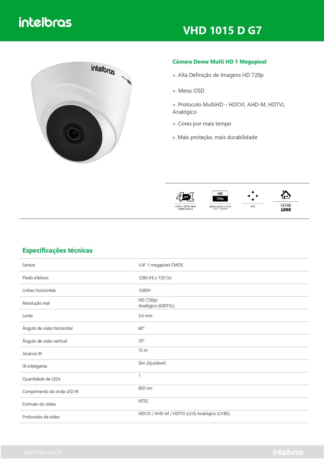 Câmera Multi HD com infravermelho de 15 m