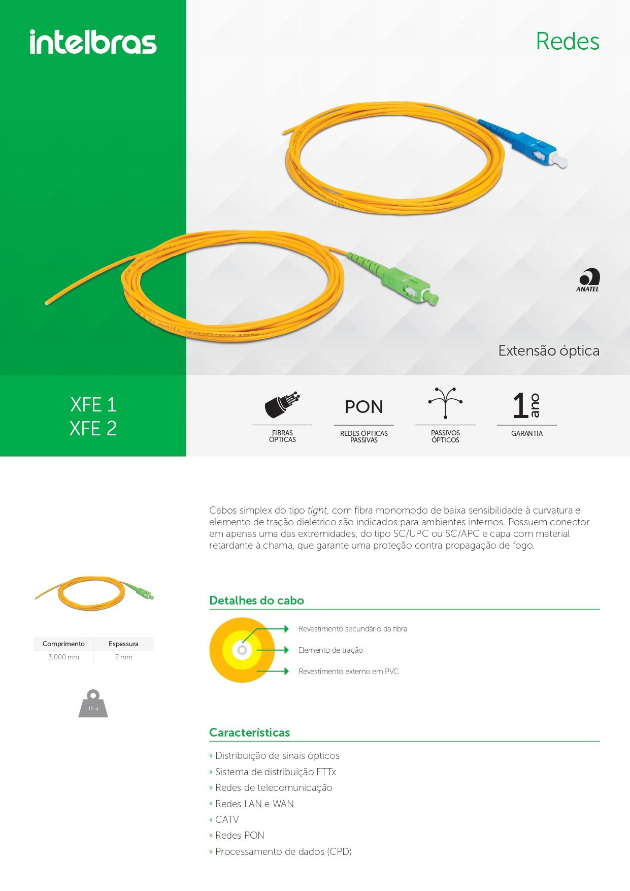 EXTENSAO OPTICA SC/APC SM 2,0MM 3M XFE 2