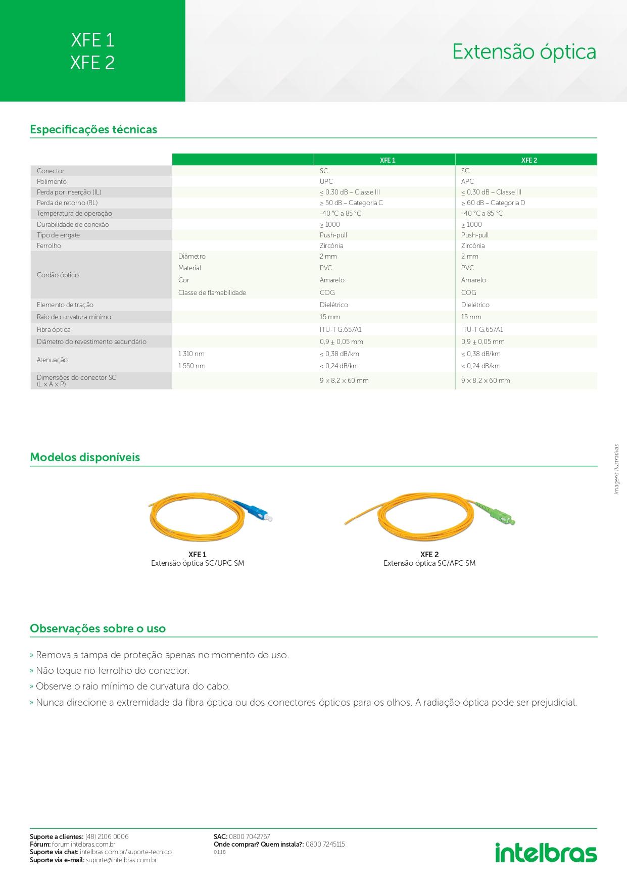 EXTENSAO OPTICA SC/APC SM 2,0MM 3M XFE 2