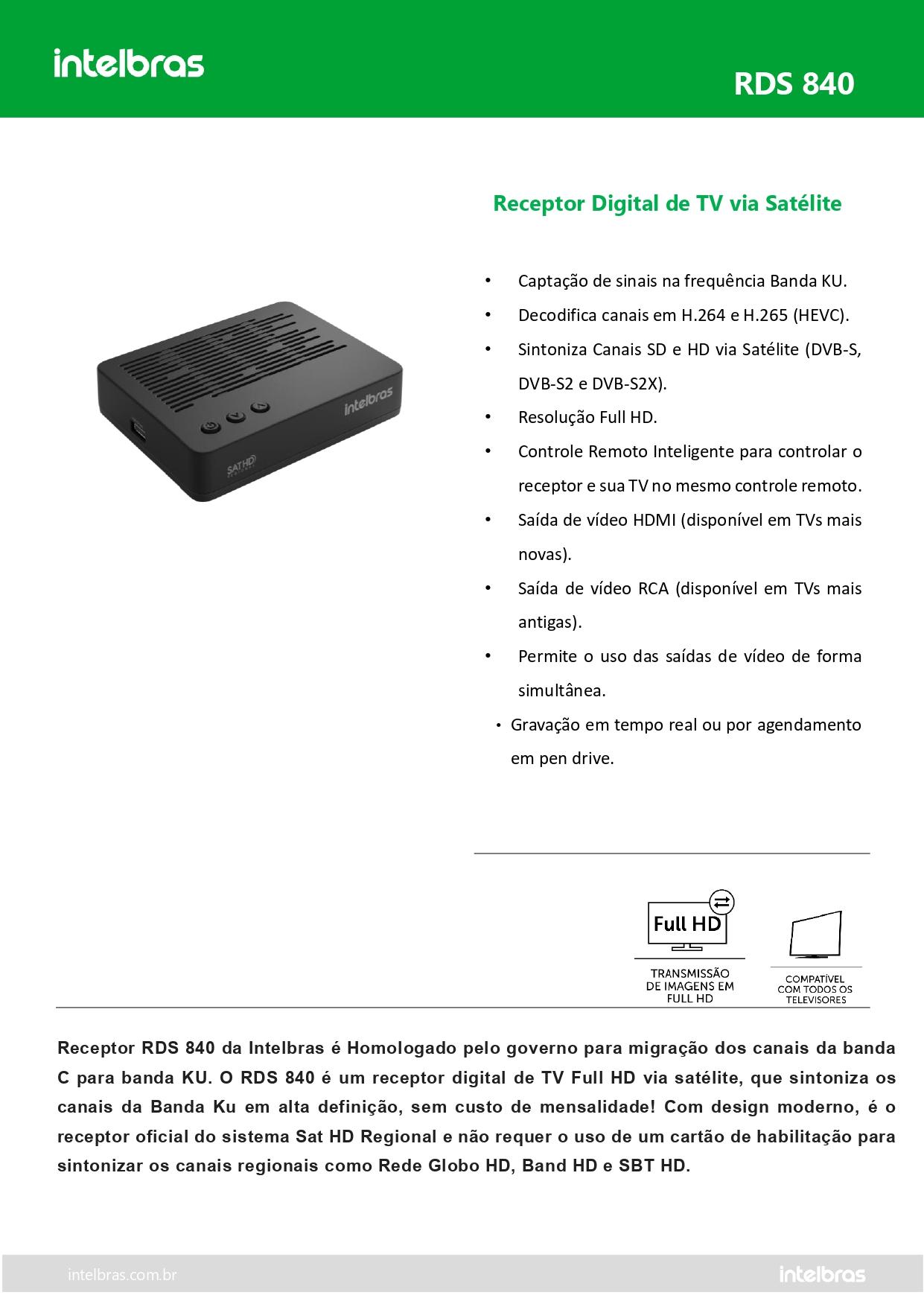 Receptor digital de TV via Satélite