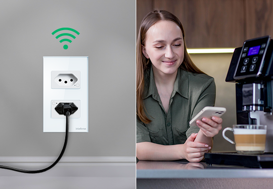 Tomada Dupla Inteligente Wi-Fi ETS 1002 Preto Intelbras